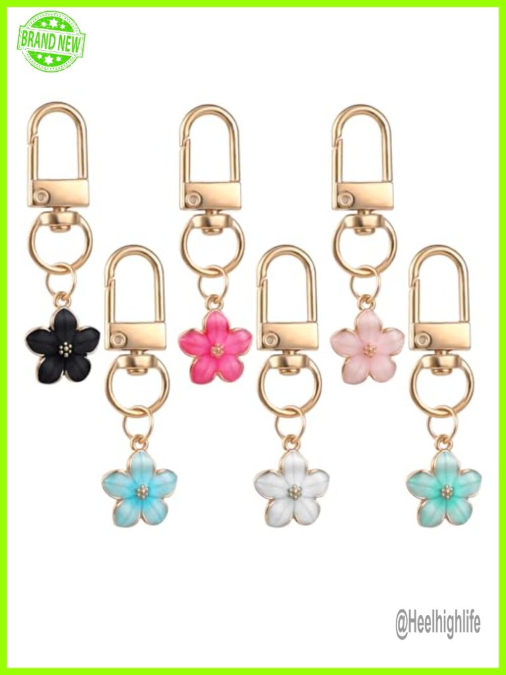 Cute Flower Keychain for Women, 6 Pcs Aesthetic Bag Charms Zipper Pull Set